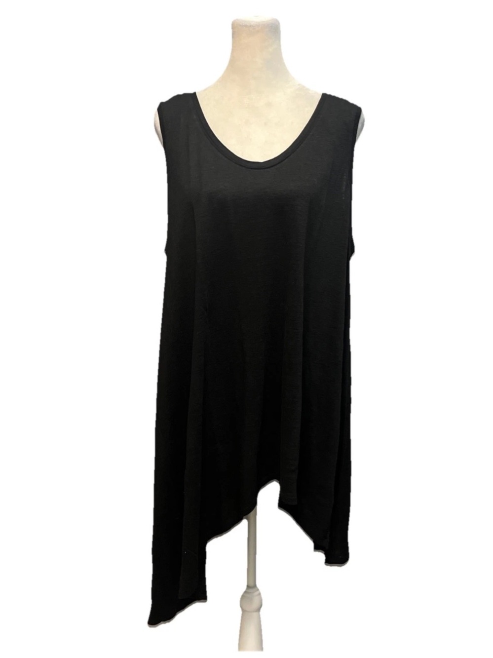 Eileen Fisher Womens L Linen Sleeveless Tank Tunic Long Black Pullover